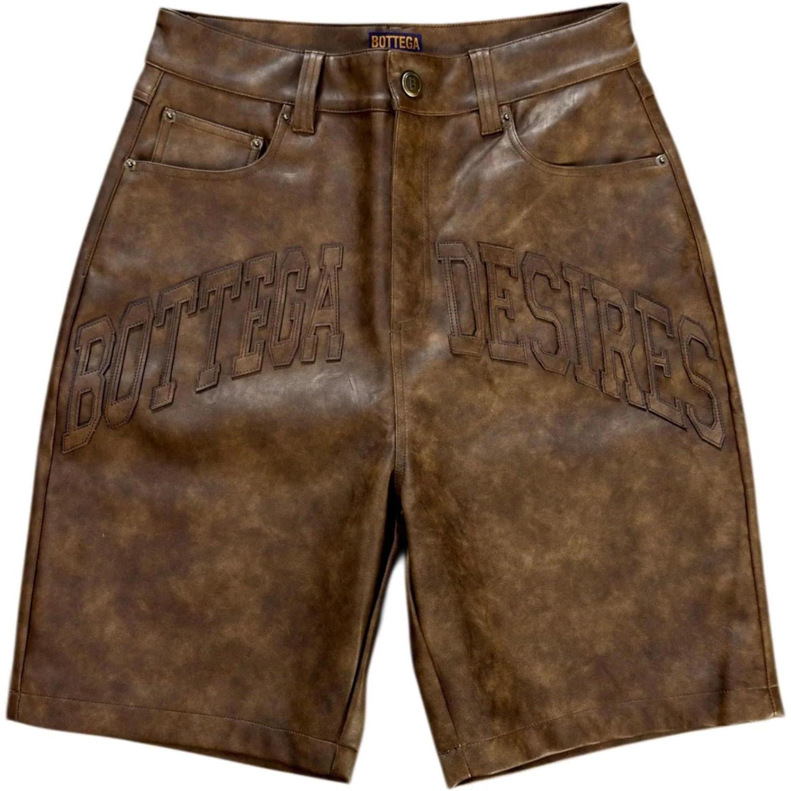 Bottega Desires Leather Shorts Brown