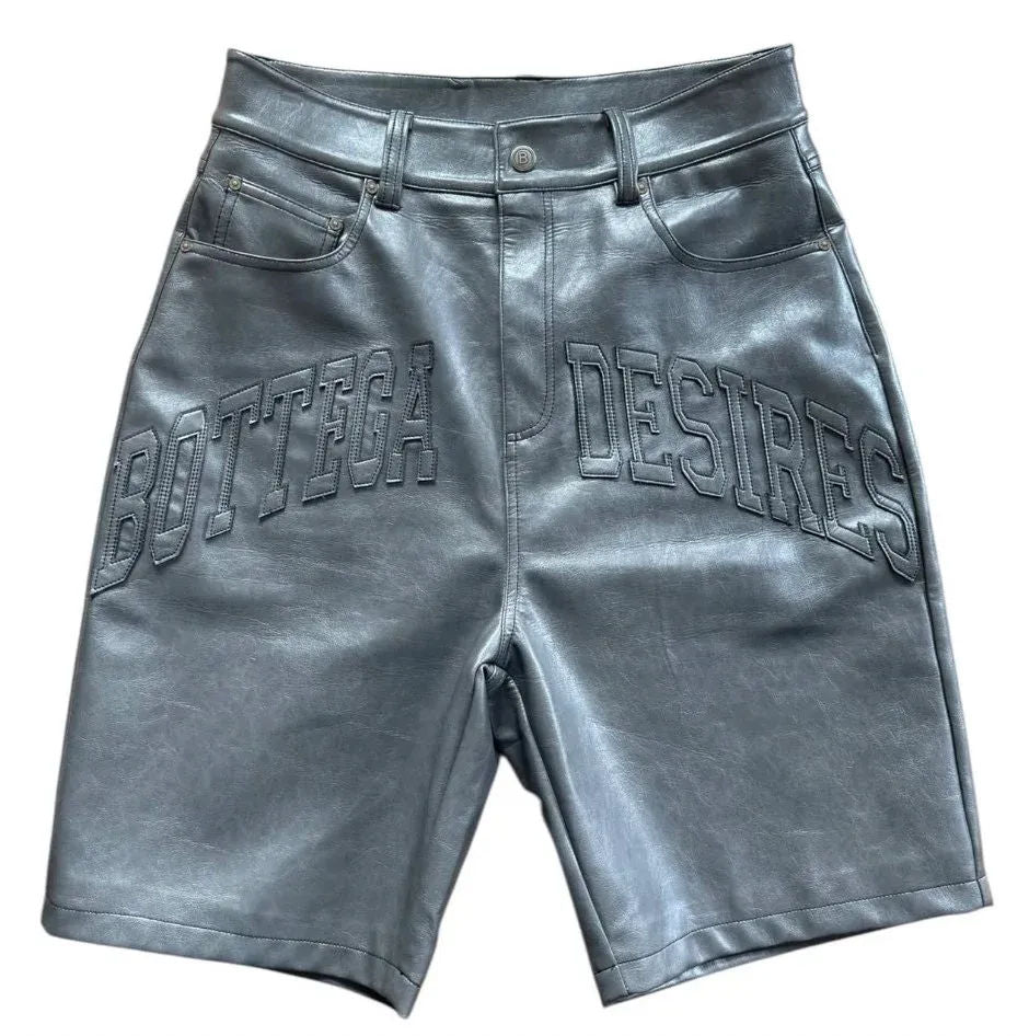 Bottega Desires Leather Shorts Grey