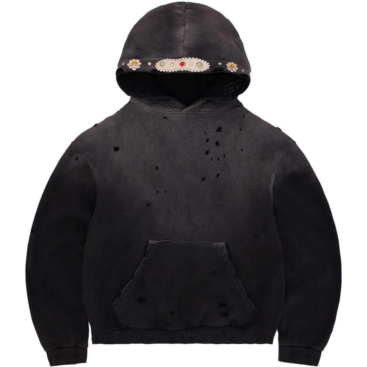 Bravest Studios Crystal Distressed Hoodie Grey