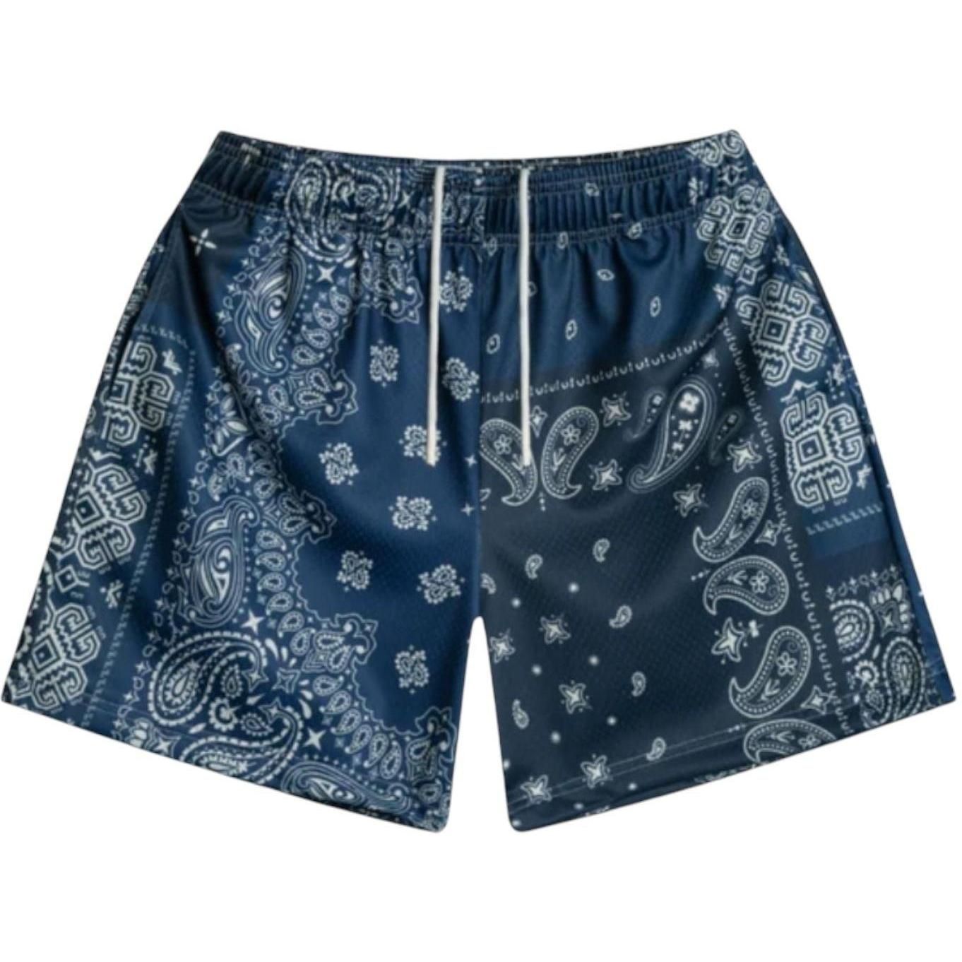 Bravest Studios Patchwork Paisley Shorts Navy