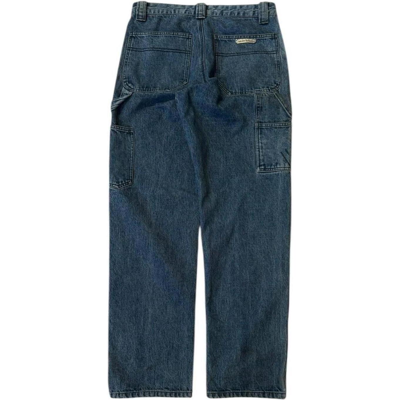 Chrome Hearts Black Cross Patch Blue Carpenter Jeans