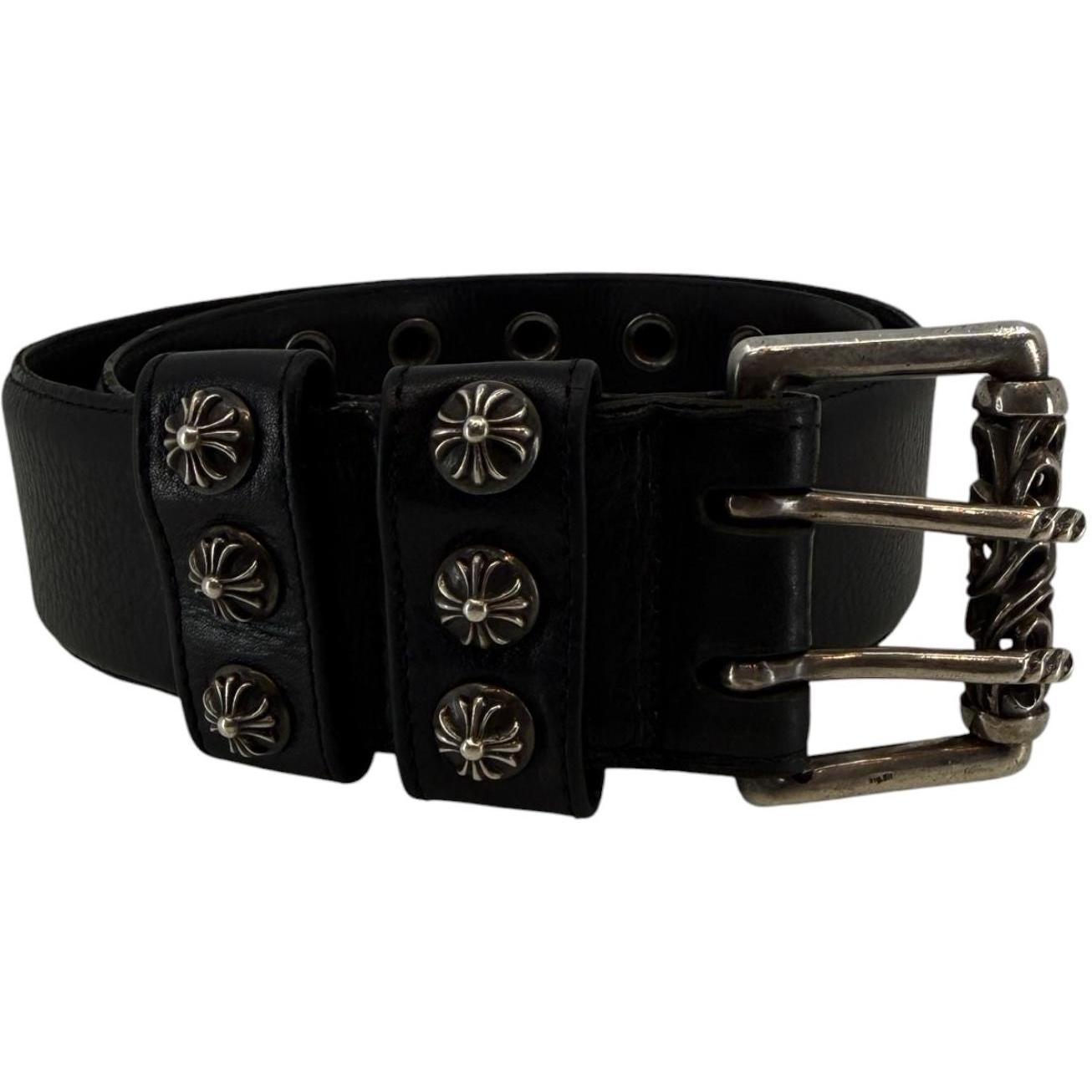 Chrome Hearts Black Double Pin Roller Belt - Used