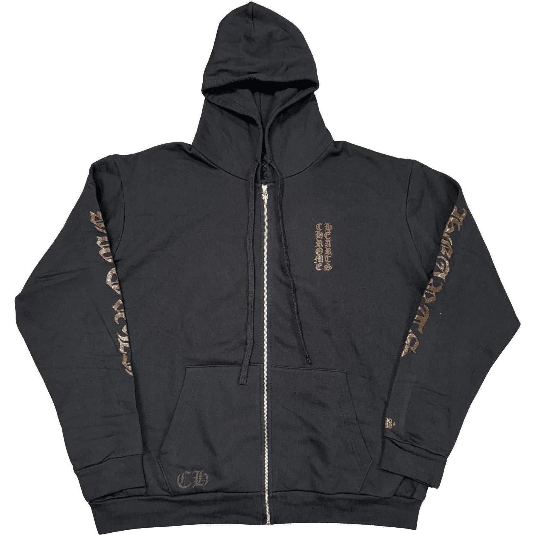 Chrome Hearts Brown Glitter 1988 Zip Up Hoodie Black