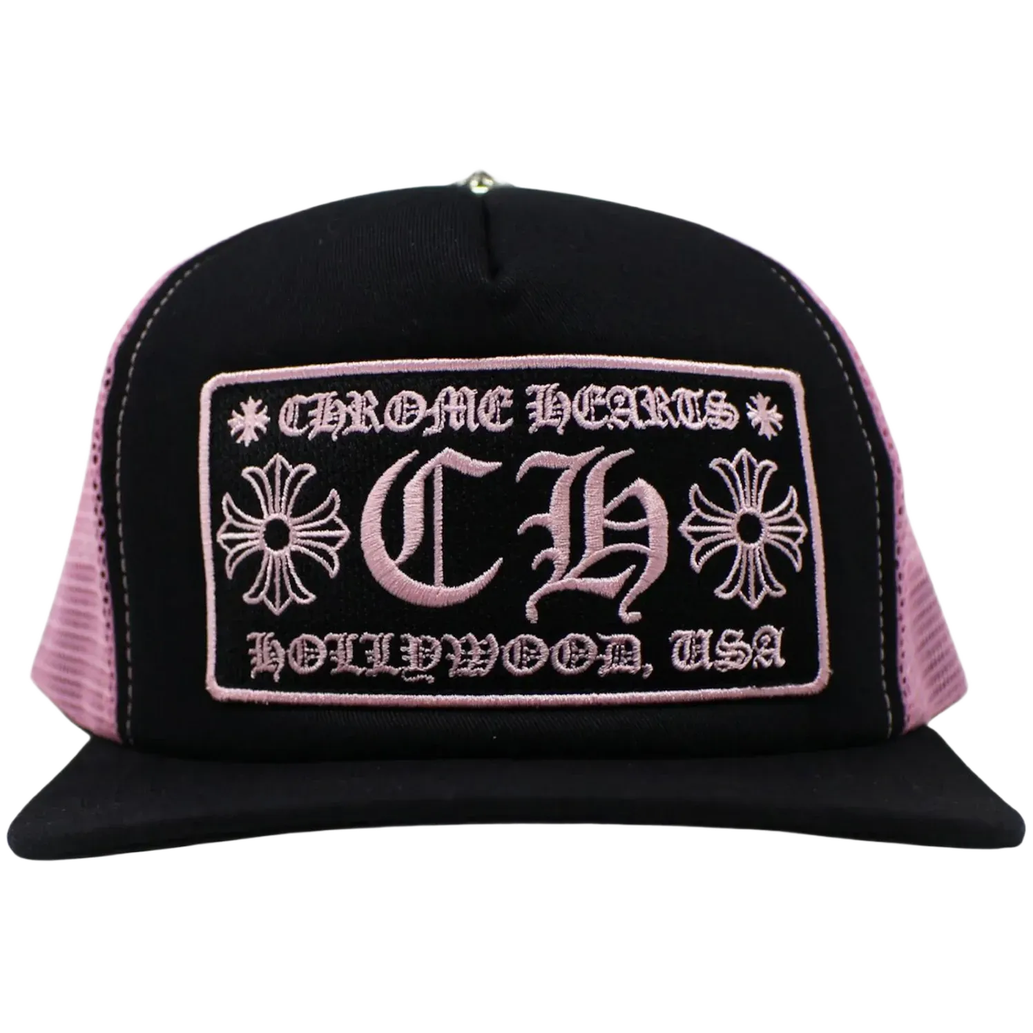 Chrome Hearts CH Hollywood Trucker Hat Black/Pink