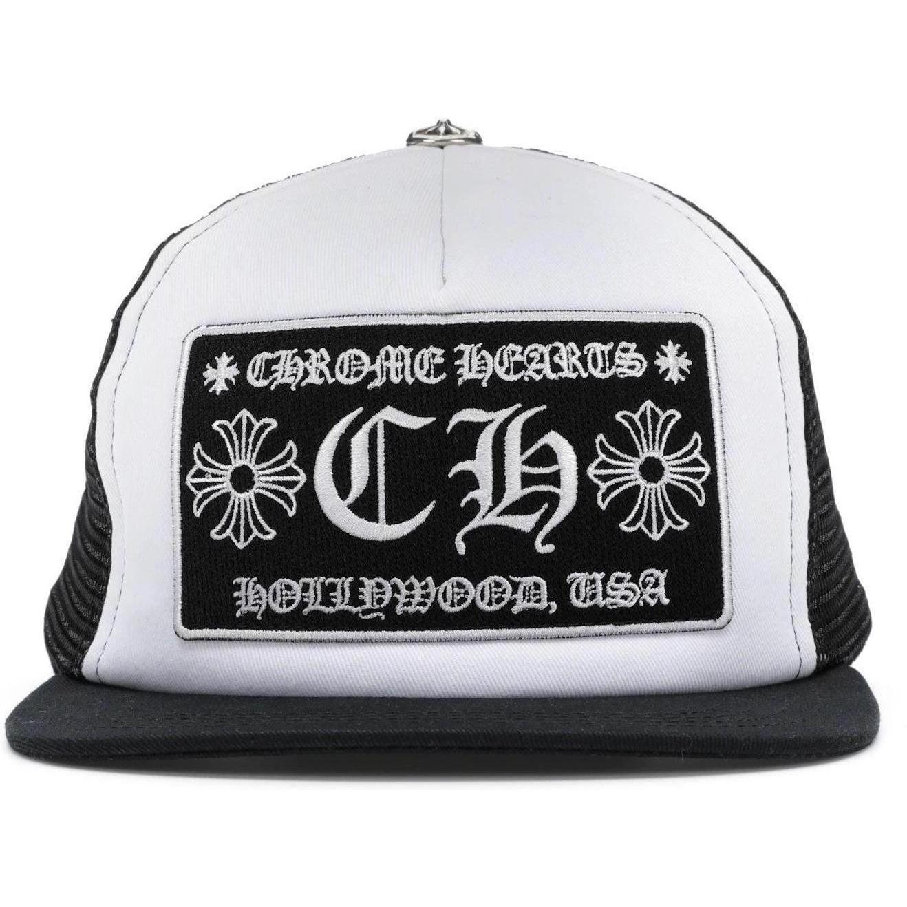 Chrome Hearts CH Hollywood Trucker Hat Black/White