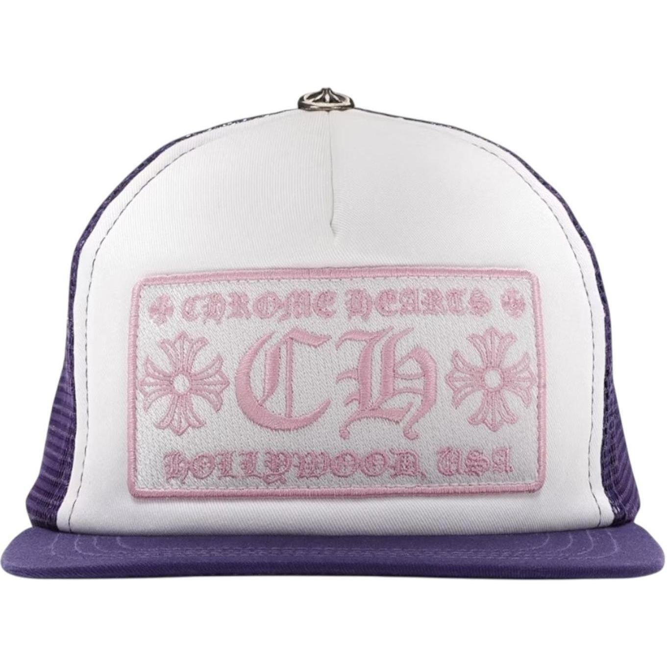 Chrome Hearts CH Hollywood Trucker Hat Purple/White/Pink