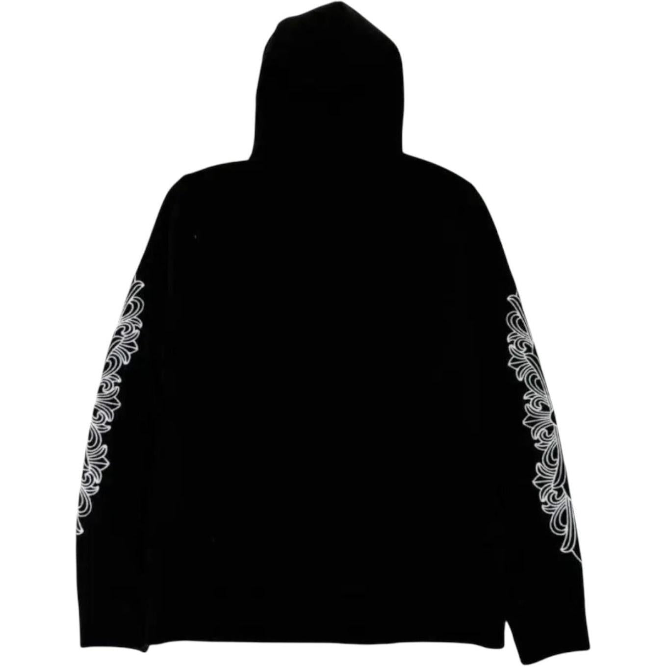 Chrome Hearts Cashmere Embroidered Floral Sleeve Black Hoodie