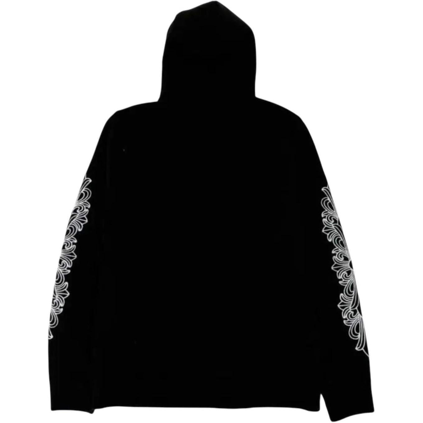 Chrome Hearts Cashmere Embroidered Floral Sleeve Black Hoodie