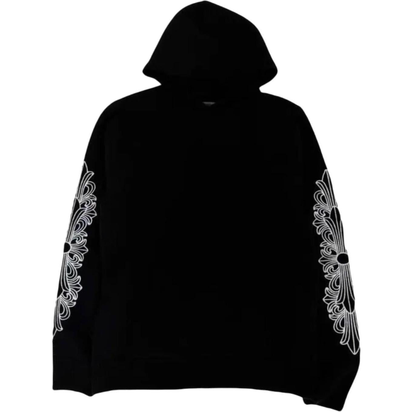 Chrome Hearts Cashmere Embroidered Floral Sleeve Black Hoodie