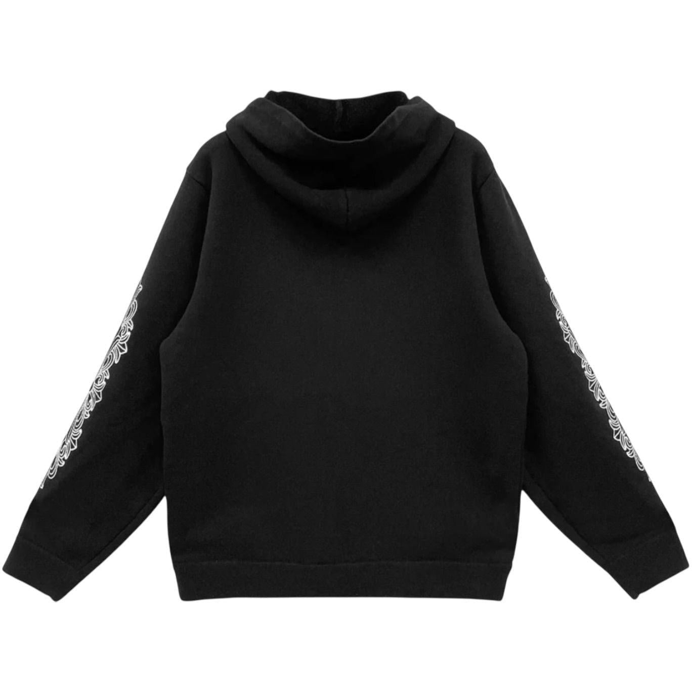 Chrome Hearts Cashmere Embroidered Floral Sleeve Black Zip Up Hoodie