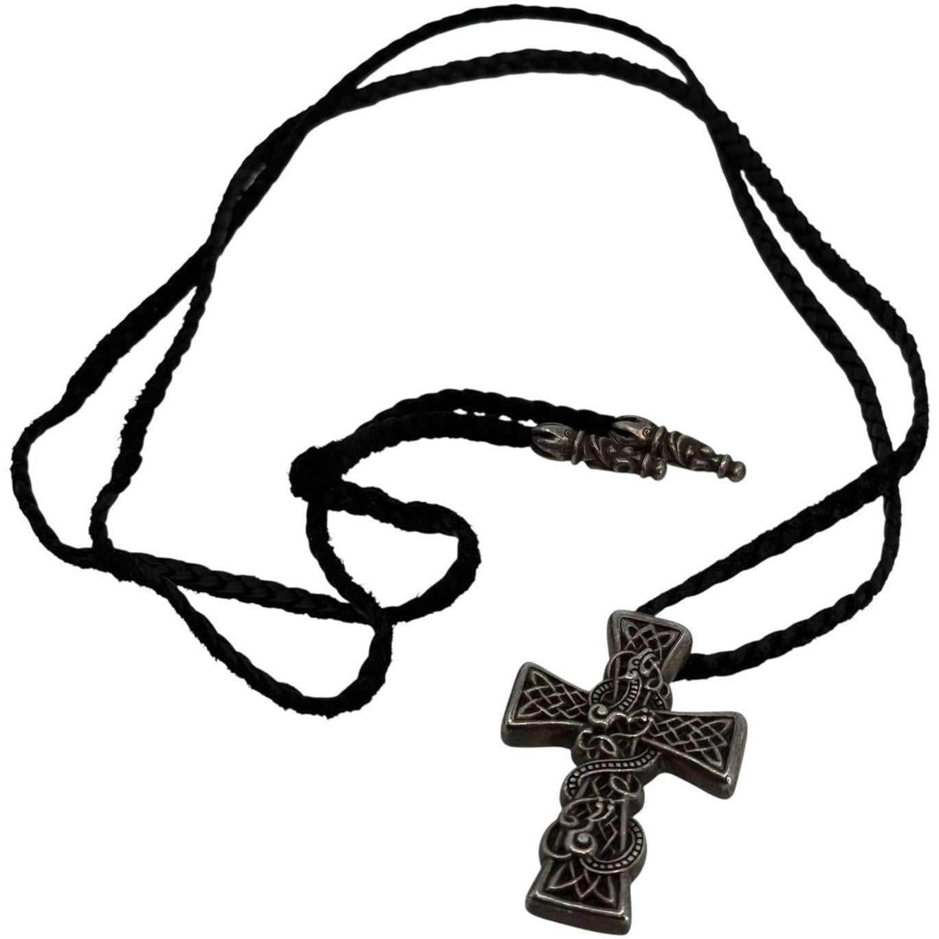 Chrome Hearts Celtic Cross Pendant & Leather Necklace