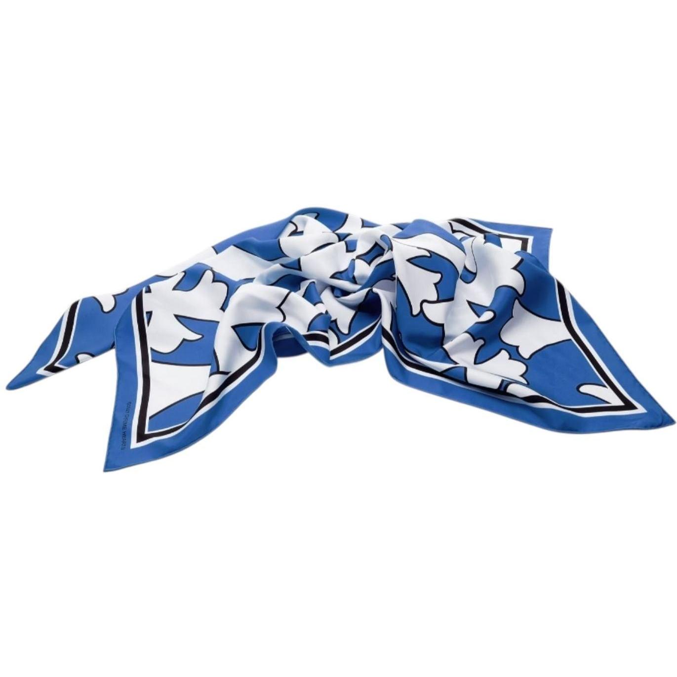 Chrome Hearts Cemetery Cross Silk Scarf White/Blue
