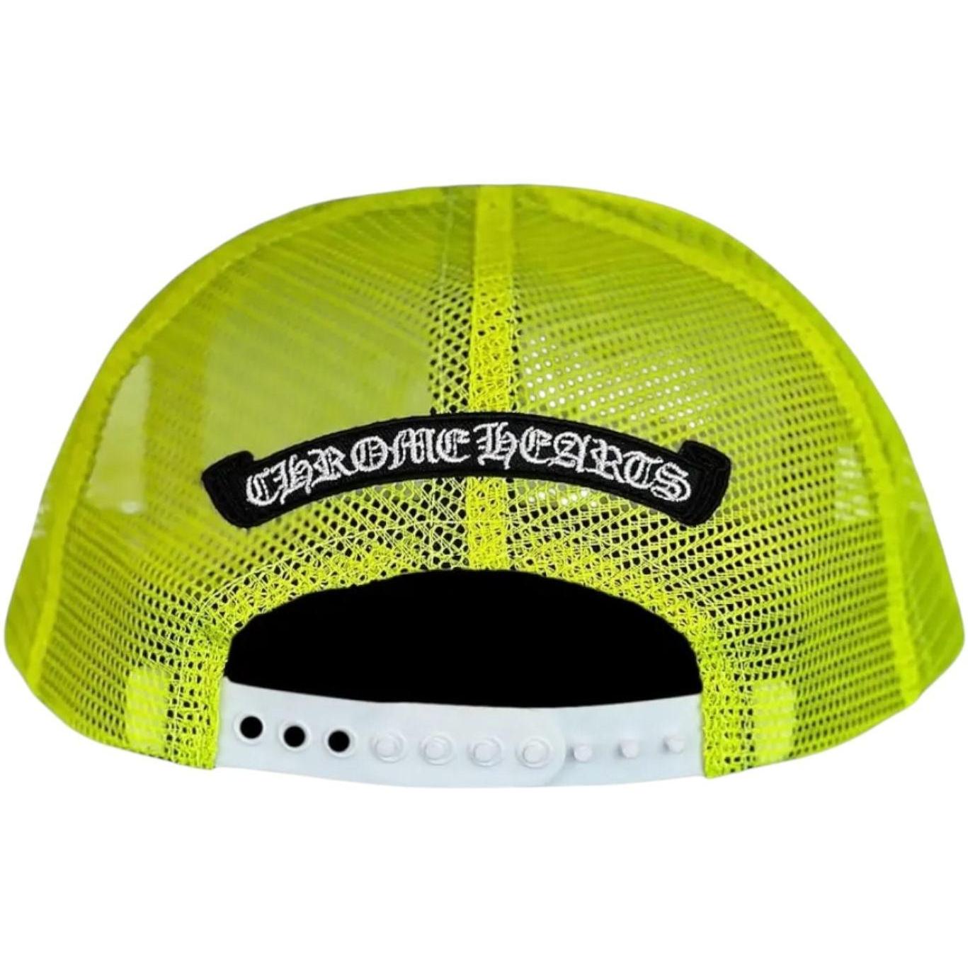 Chrome Hearts Cemetery Cross Trucker Hat Neon Yellow