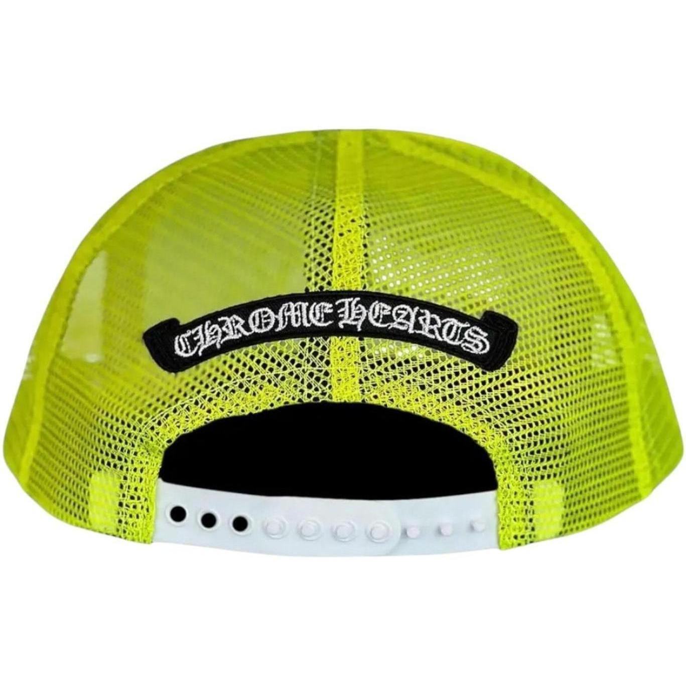 Chrome Hearts Cemetery Cross Trucker Hat Neon Yellow