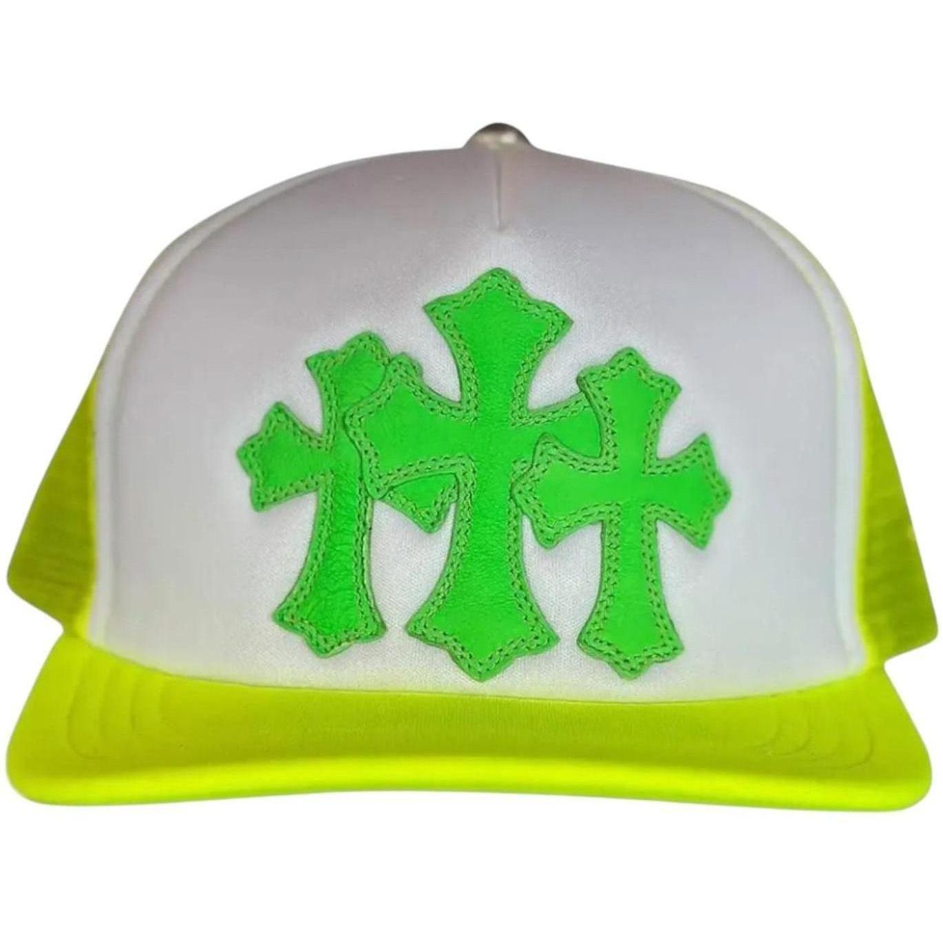 Chrome Hearts Cemetery Cross Trucker Hat Neon Yellow
