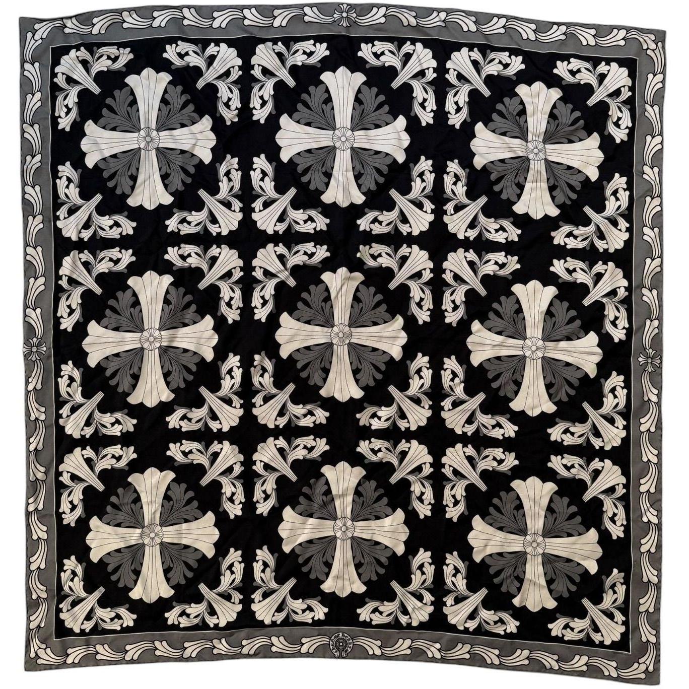 Chrome Hearts Cross Ceiling Silk Scarf Black/Grey/White - Like New
