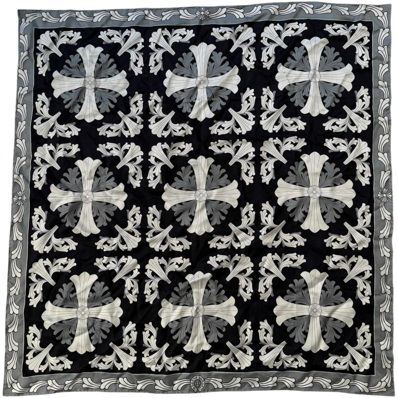 Chrome Hearts Cross Ceiling Silk Scarf Black/Grey/White - Like New