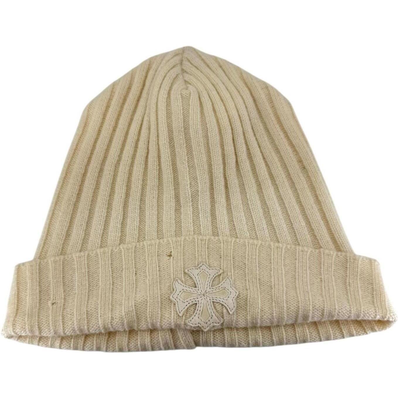 Chrome Hearts Cross Patch Cashmere Beanie Cream - Lightly Used