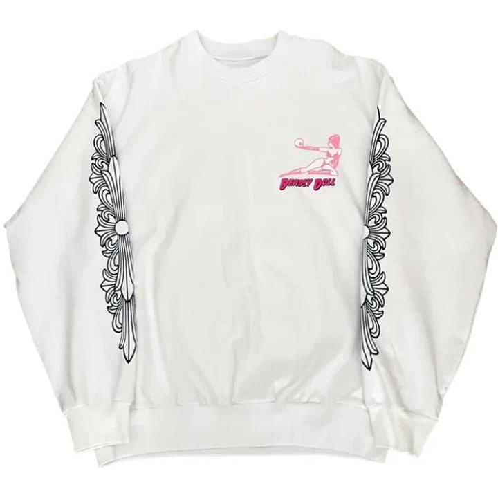 Chrome Hearts Deadly Doll Cry On Me Crewneck White