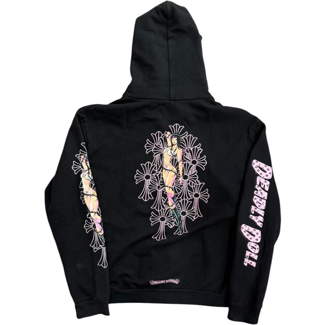 Chrome Hearts Deadly Doll Pink Cross Scroll Logo Zip Up Hoodie - Like New