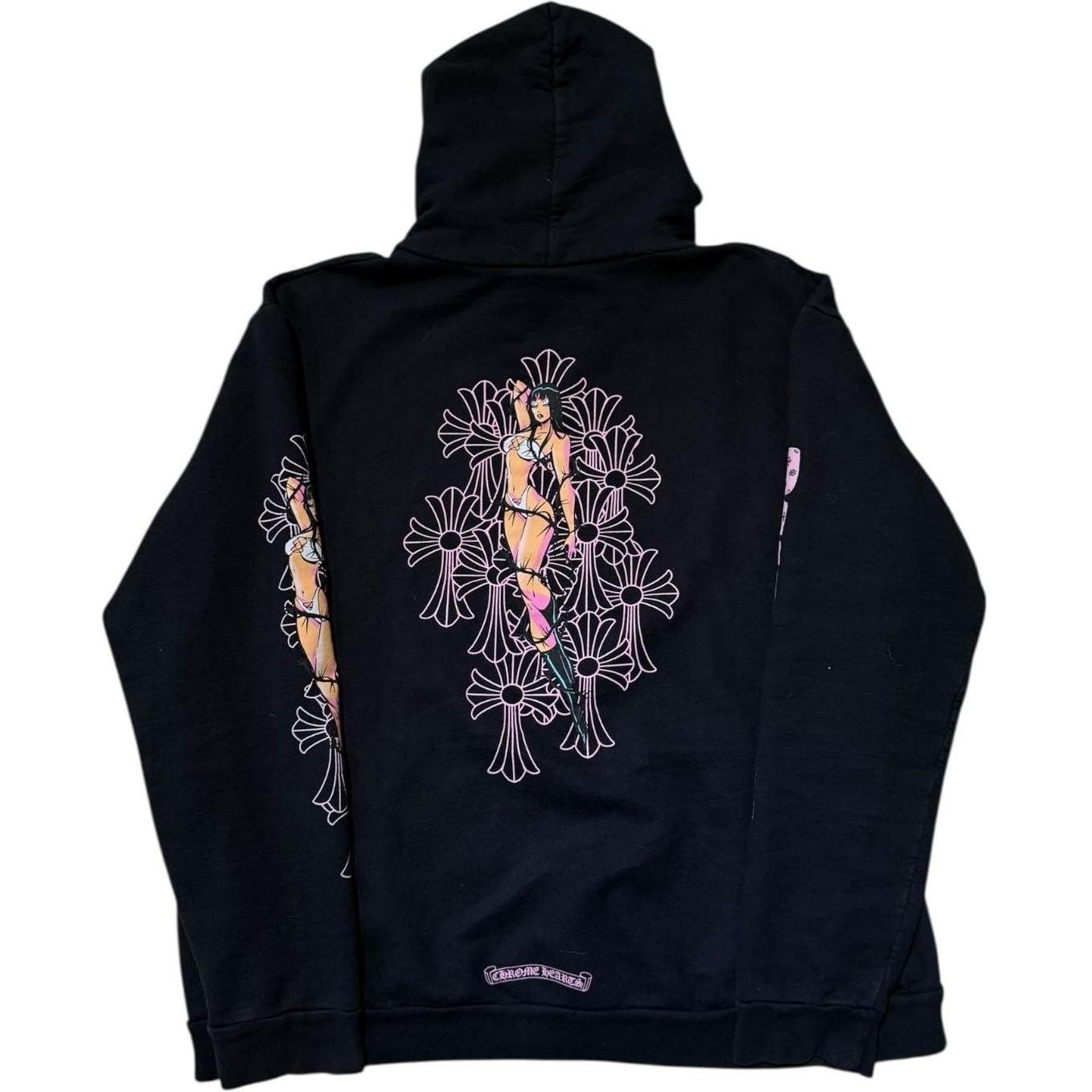 Chrome Hearts Deadly Doll Pink Cross Scroll Zip Up Hoodie - Lightly Used