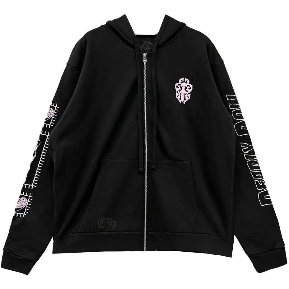 Chrome Hearts Deadly Doll Pink Dagger Zip Up Hoodie