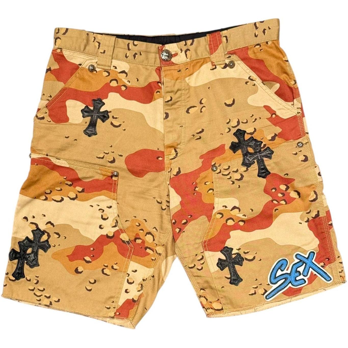 Chrome Hearts Desert Camo Sex Records Cross Patch Carpenter Shorts - Gently Used