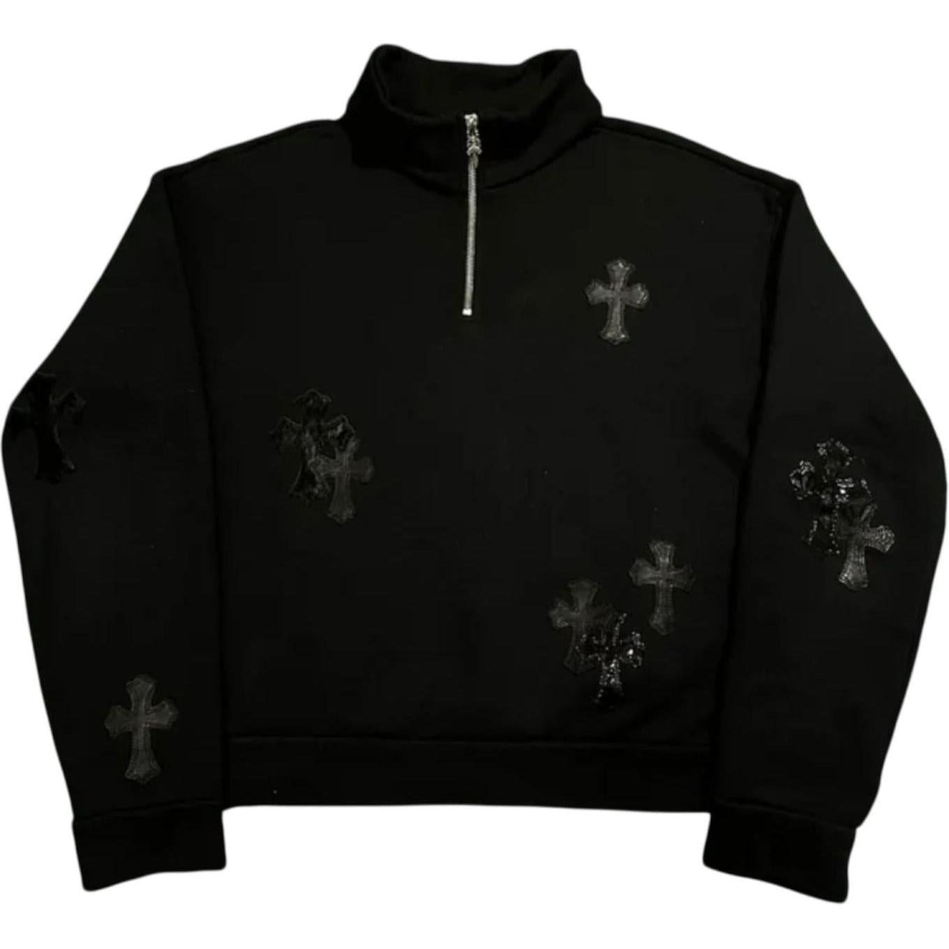 Chrome Hearts Flooded Cross Patch Quarter Zip Black