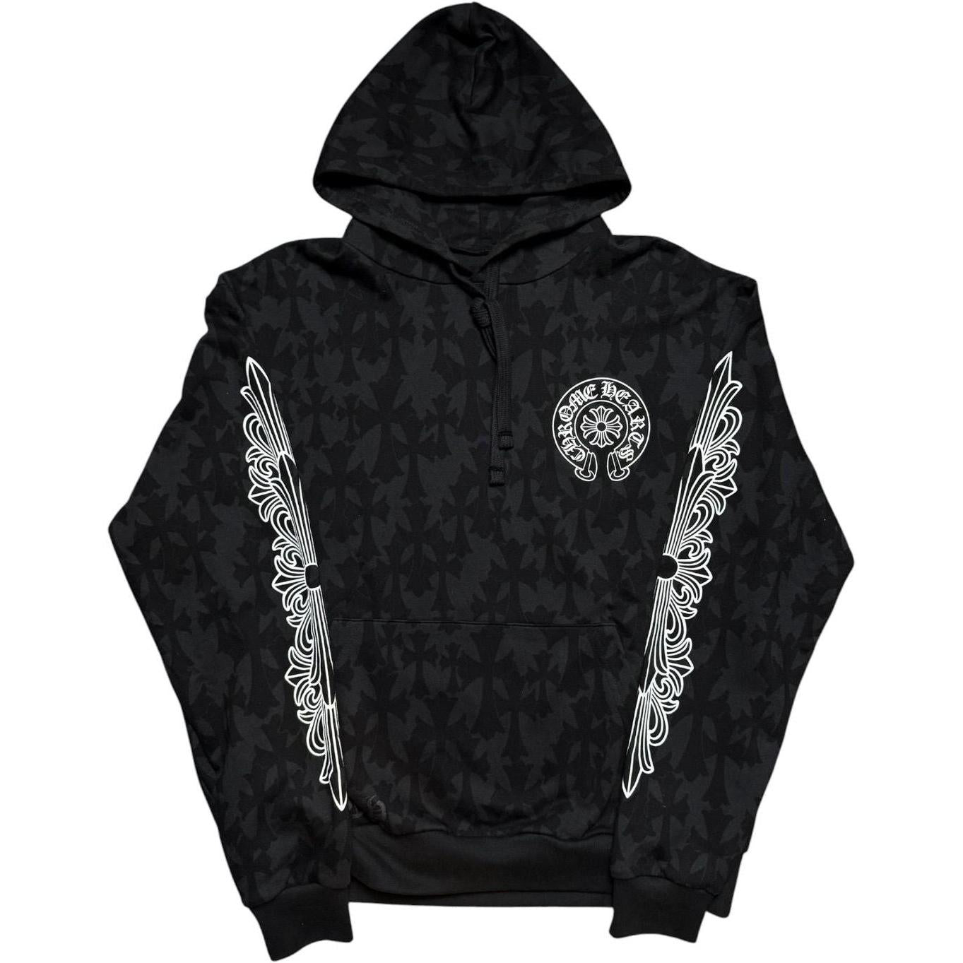 Chrome Hearts Floral Cemetery Monogram Scroll Logo Hoodie Black