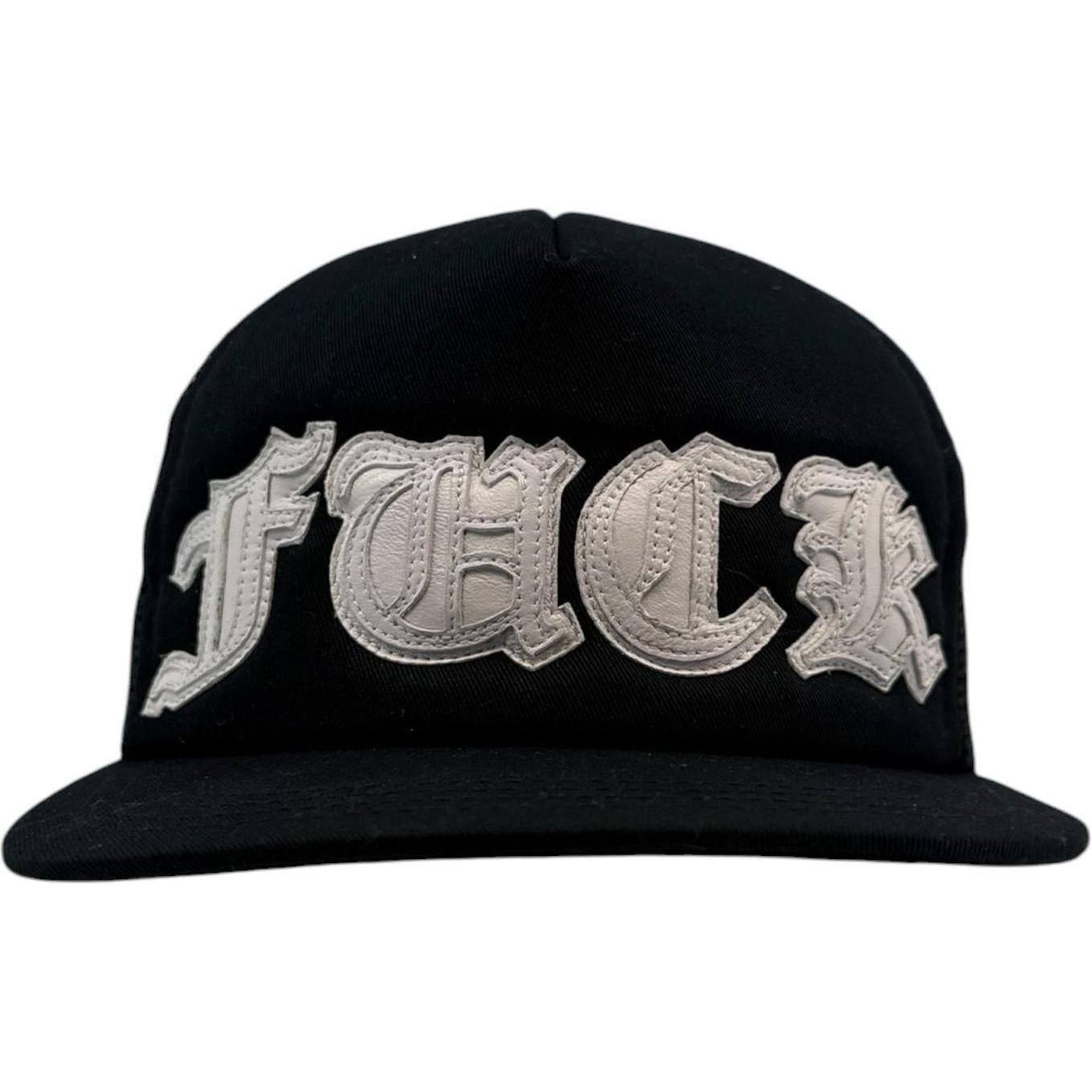 Chrome Hearts Fuck White Leather Patch Trucker Hat