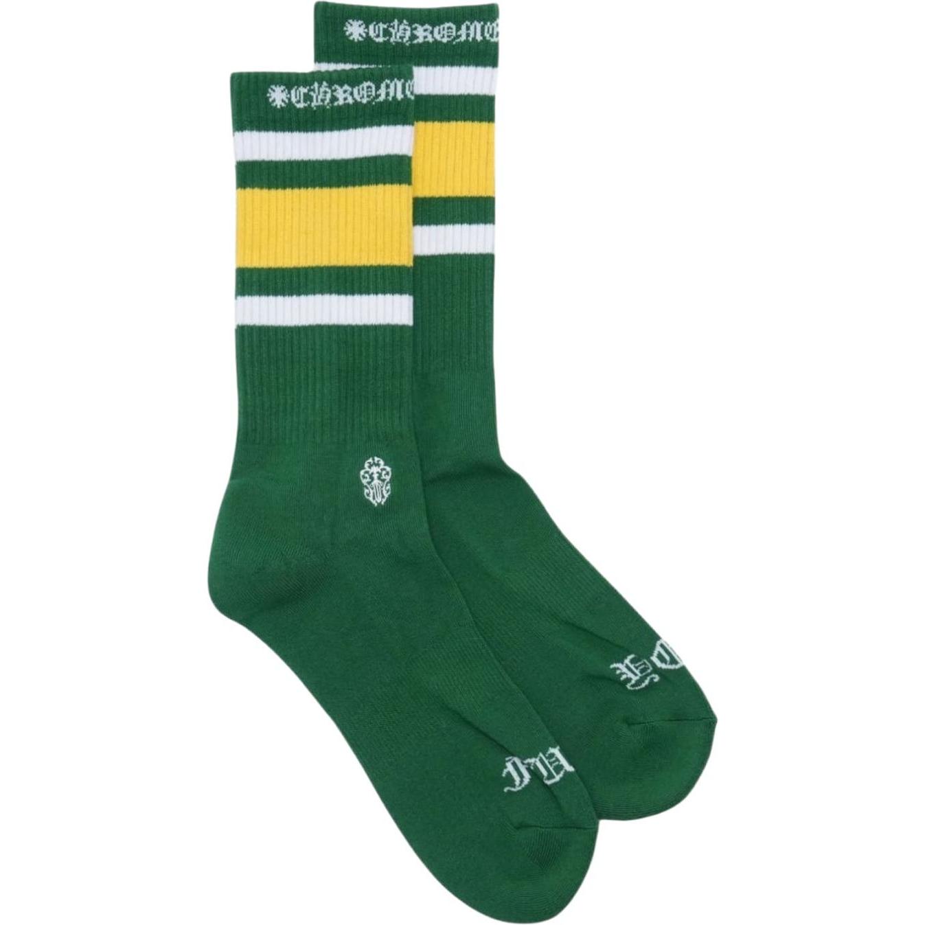 Chrome Hearts Fuck You Striped Socks Green/Yellow