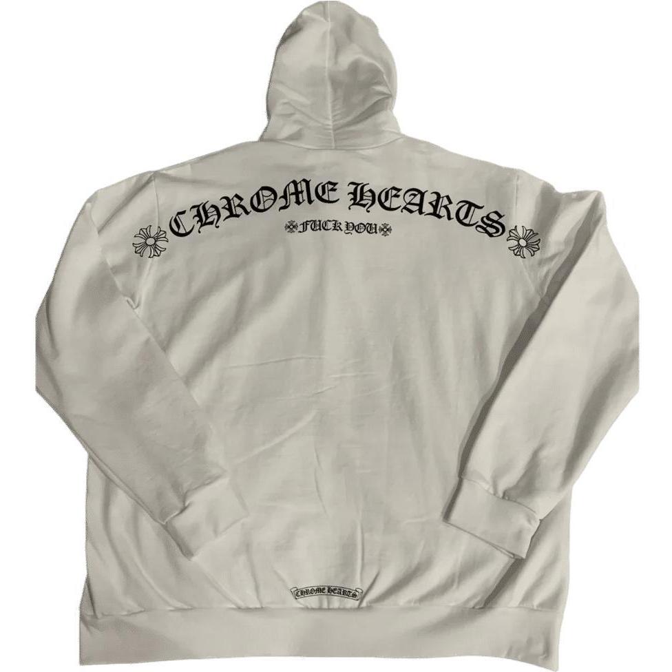 Chrome Hearts Fuck You T-Bar Logo Zip-Up Hoodie White
