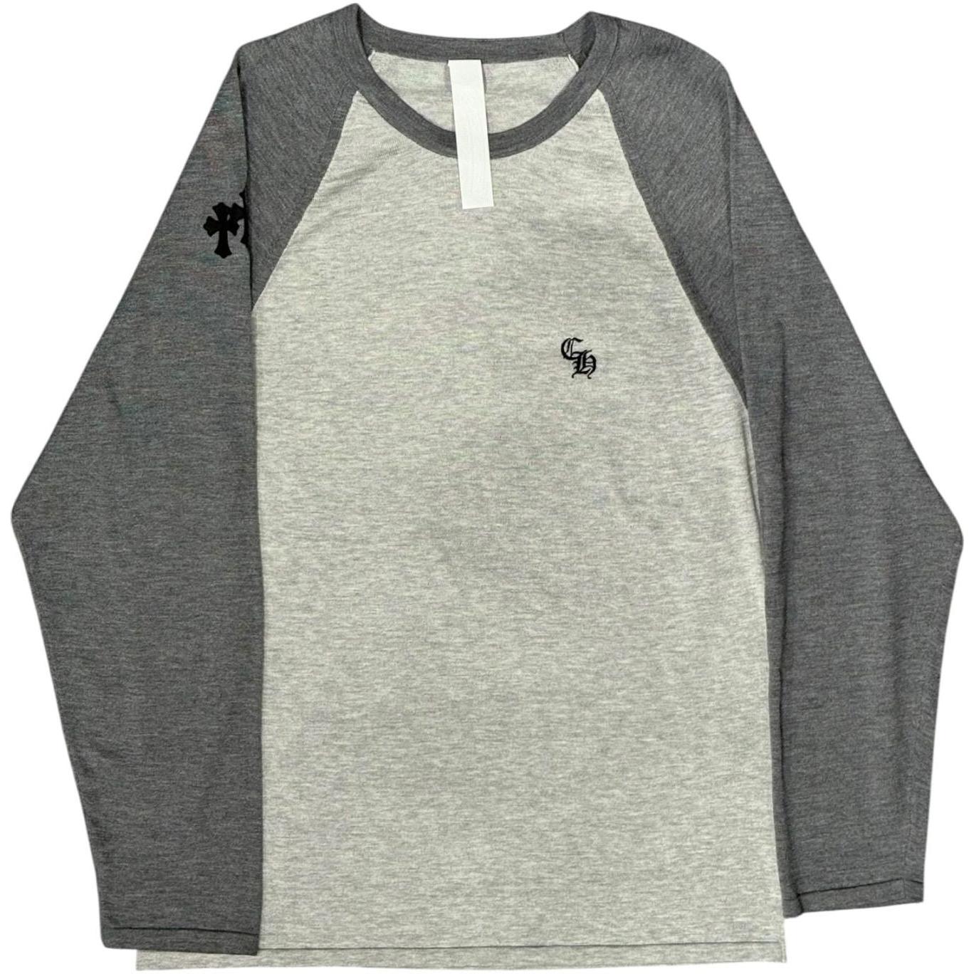 Chrome Hearts Henley Baseball 3 Cross Patch Longsleeve T-Shirt Grey