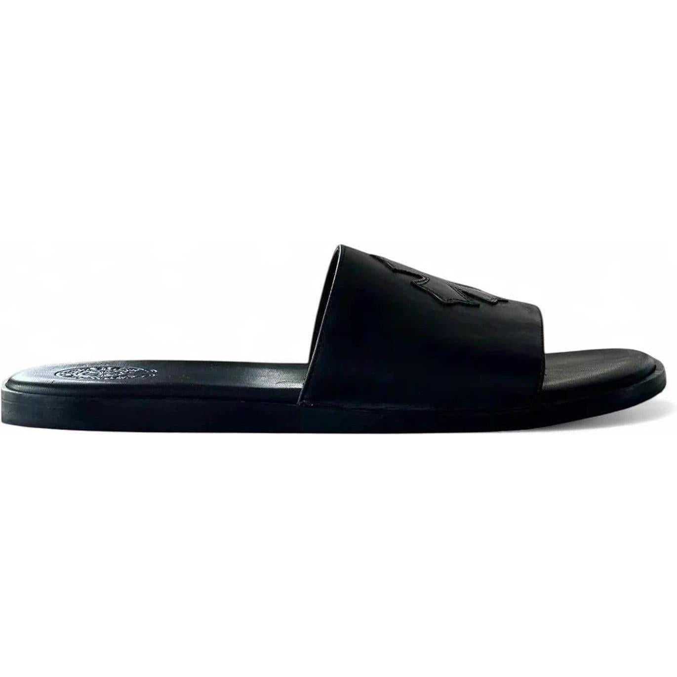 Chrome Hearts Leather Slides Black