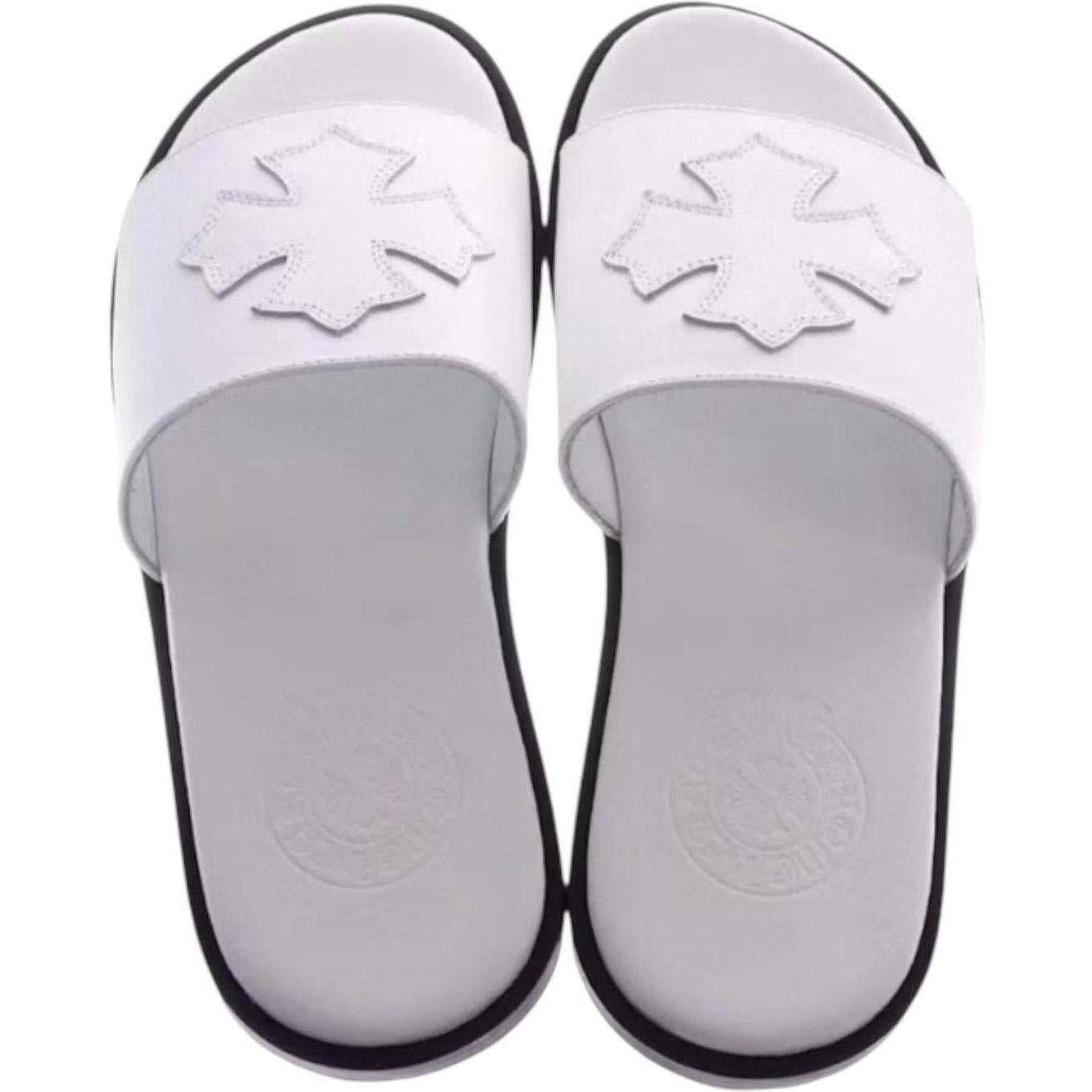 Chrome Hearts Leather Slides White