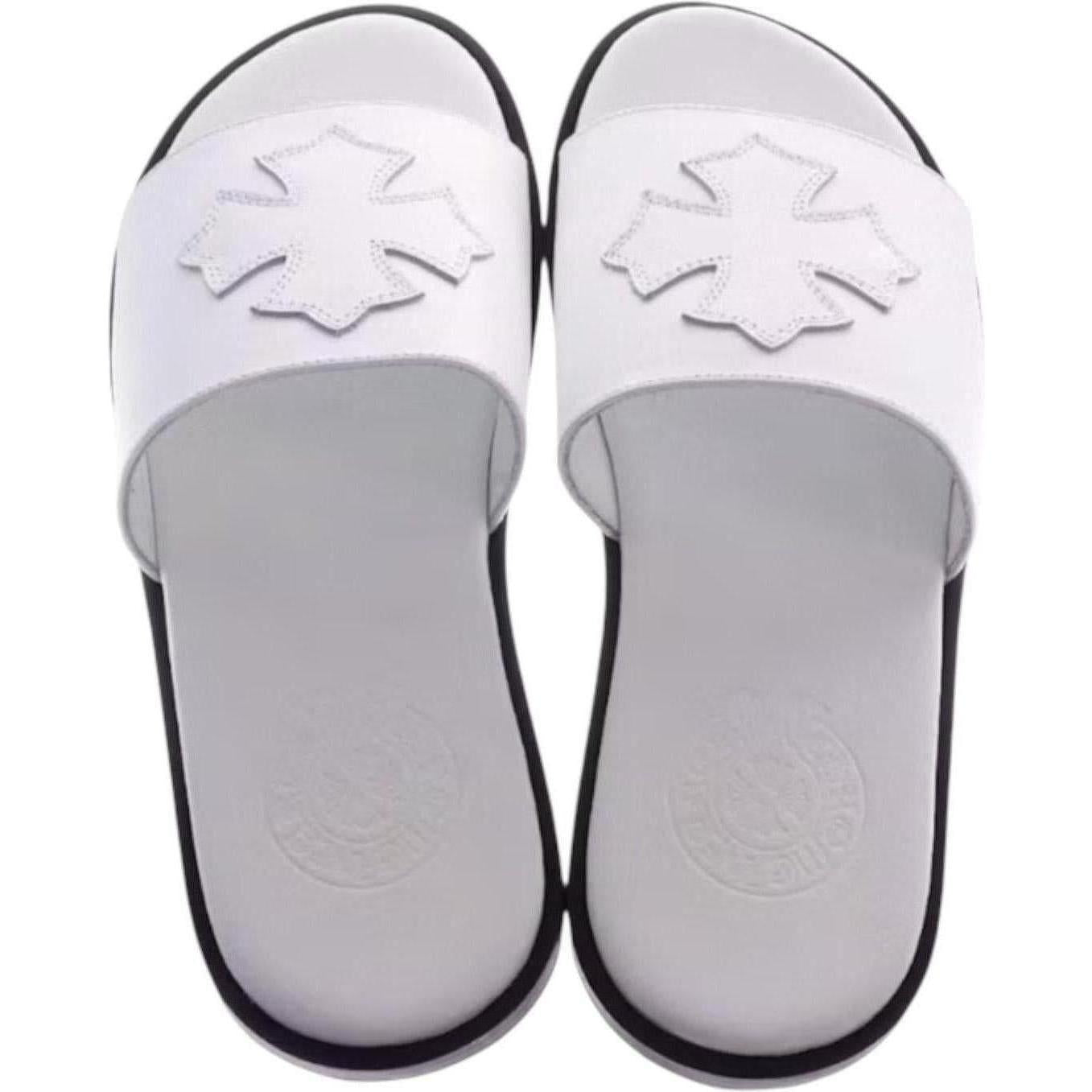 Chrome Hearts Leather Slides White