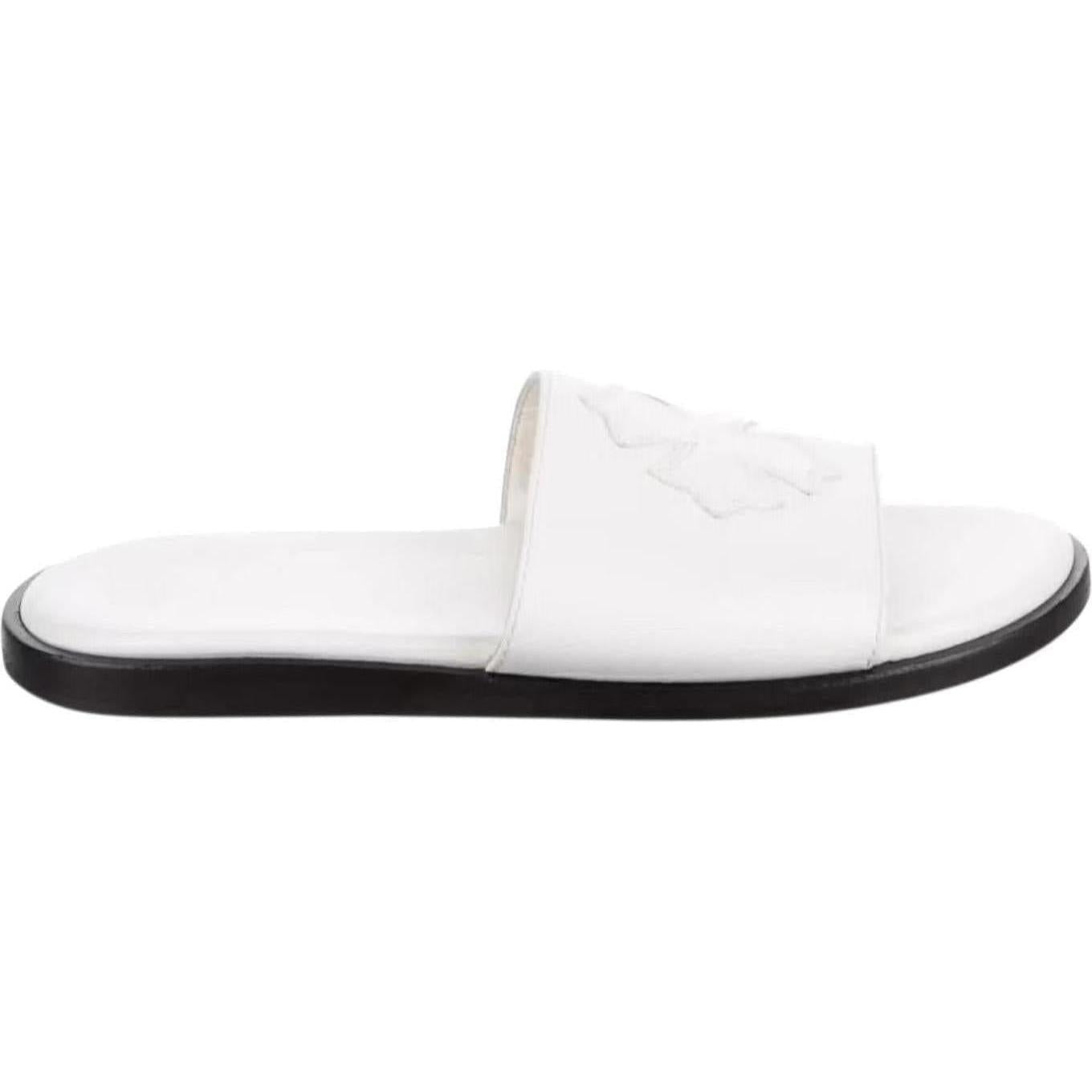 Chrome Hearts Leather Slides White