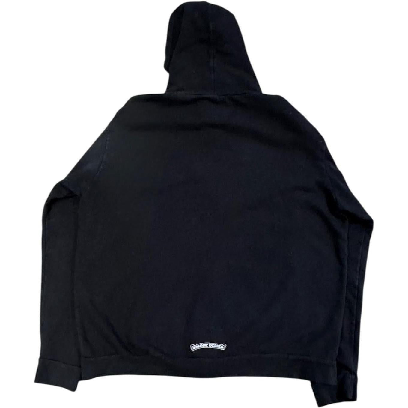 Chrome Hearts Letters Sleeve Fleece Zip Up Hoodie Black/White - Used