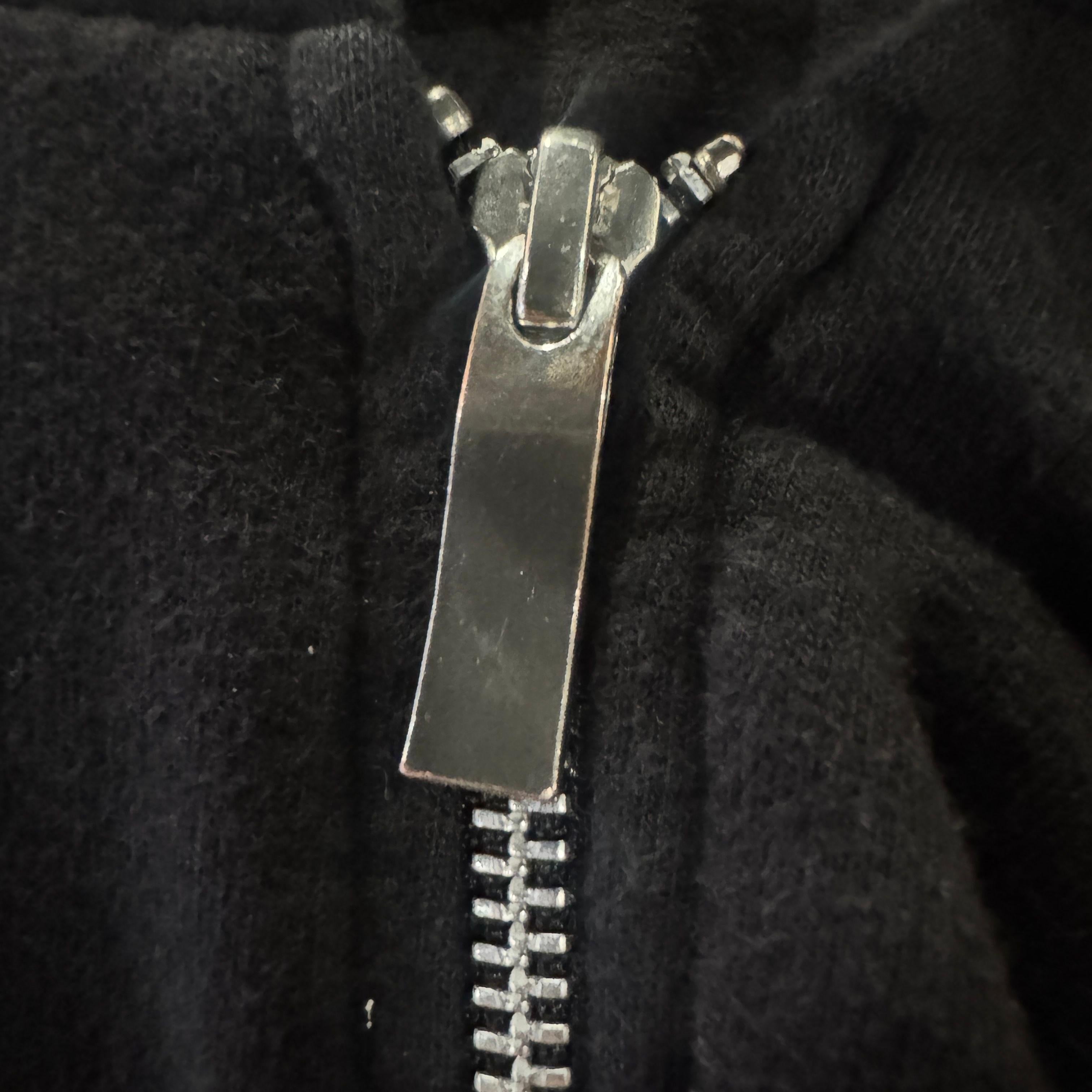 Chrome Hearts Letters Sleeve Fleece Zip Up Hoodie Black/White - Used