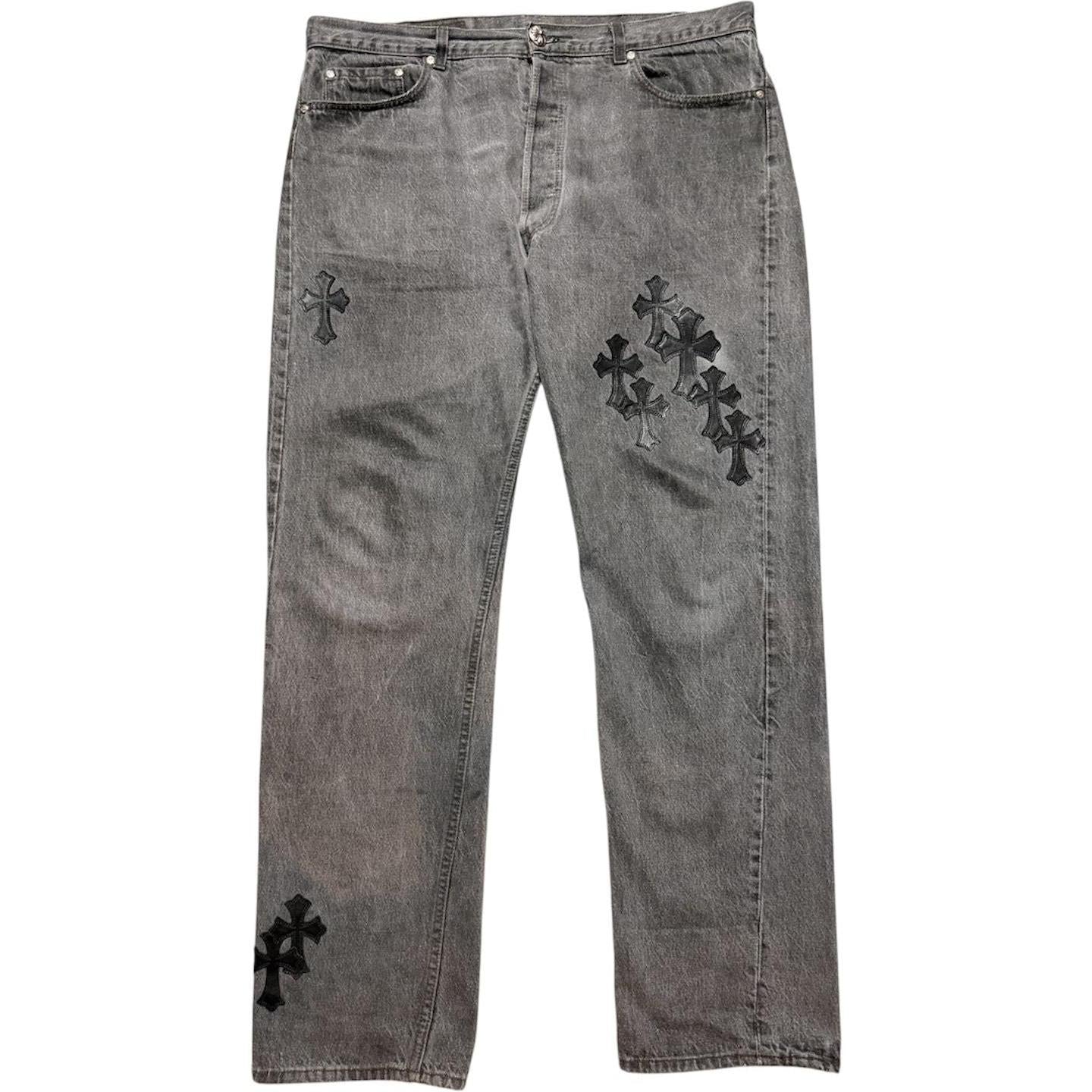 Chrome Hearts Levi's 501 Cross Patch Jeans Grey - Like New
