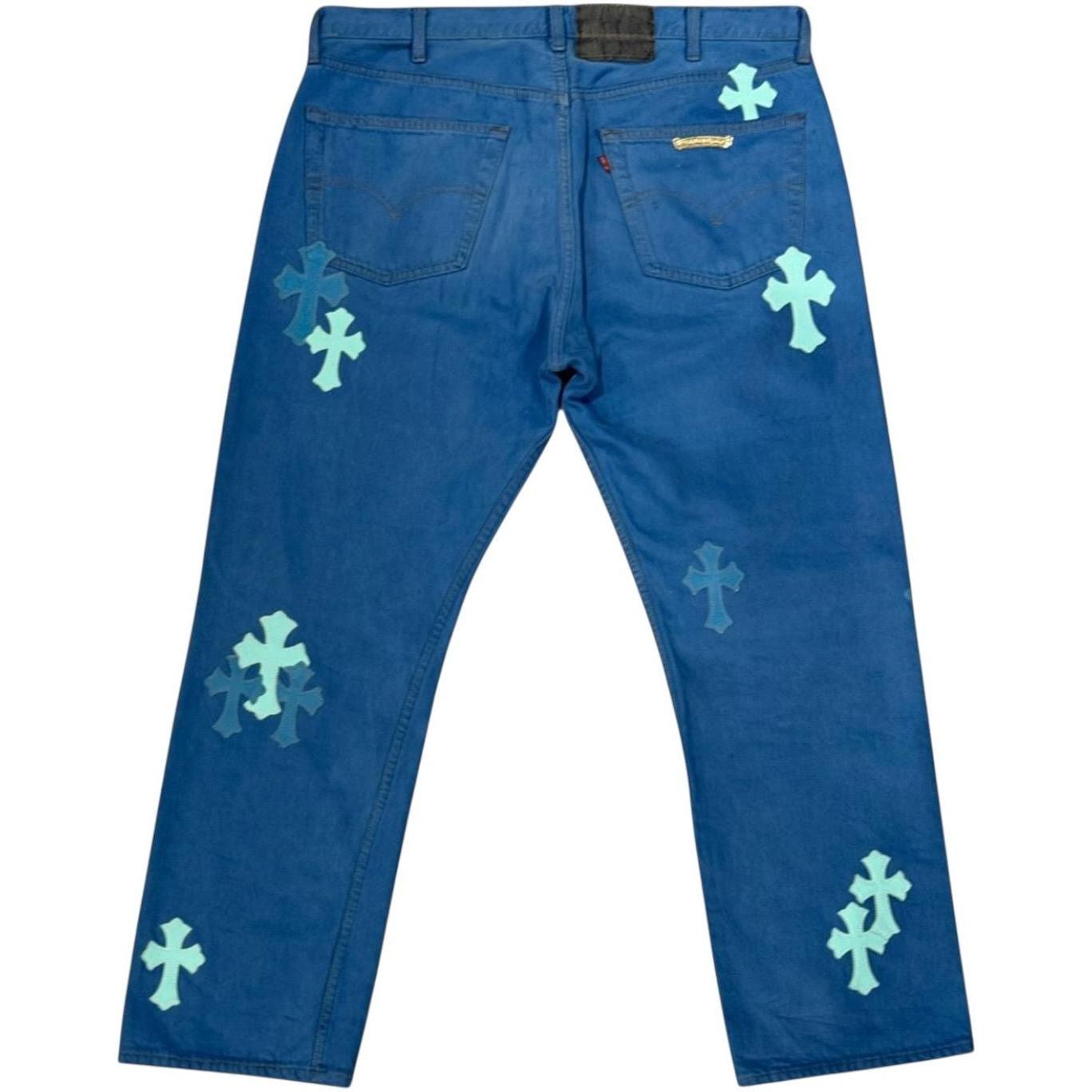 Chrome Hearts London Exclusive Levi's 501 Blue Cross Patch Jeans - Gently Used