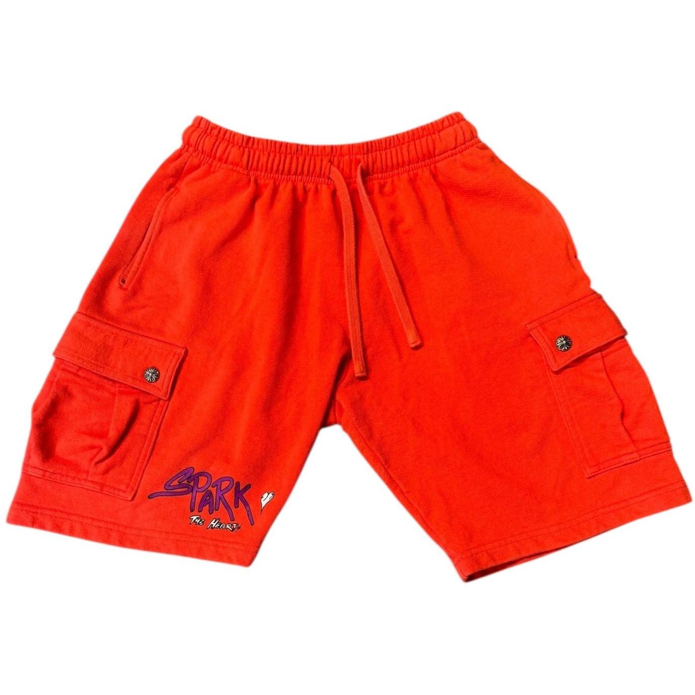 Chrome Hearts Matty Boy Sick Hearts Cargo Sweatshorts Red - Like New