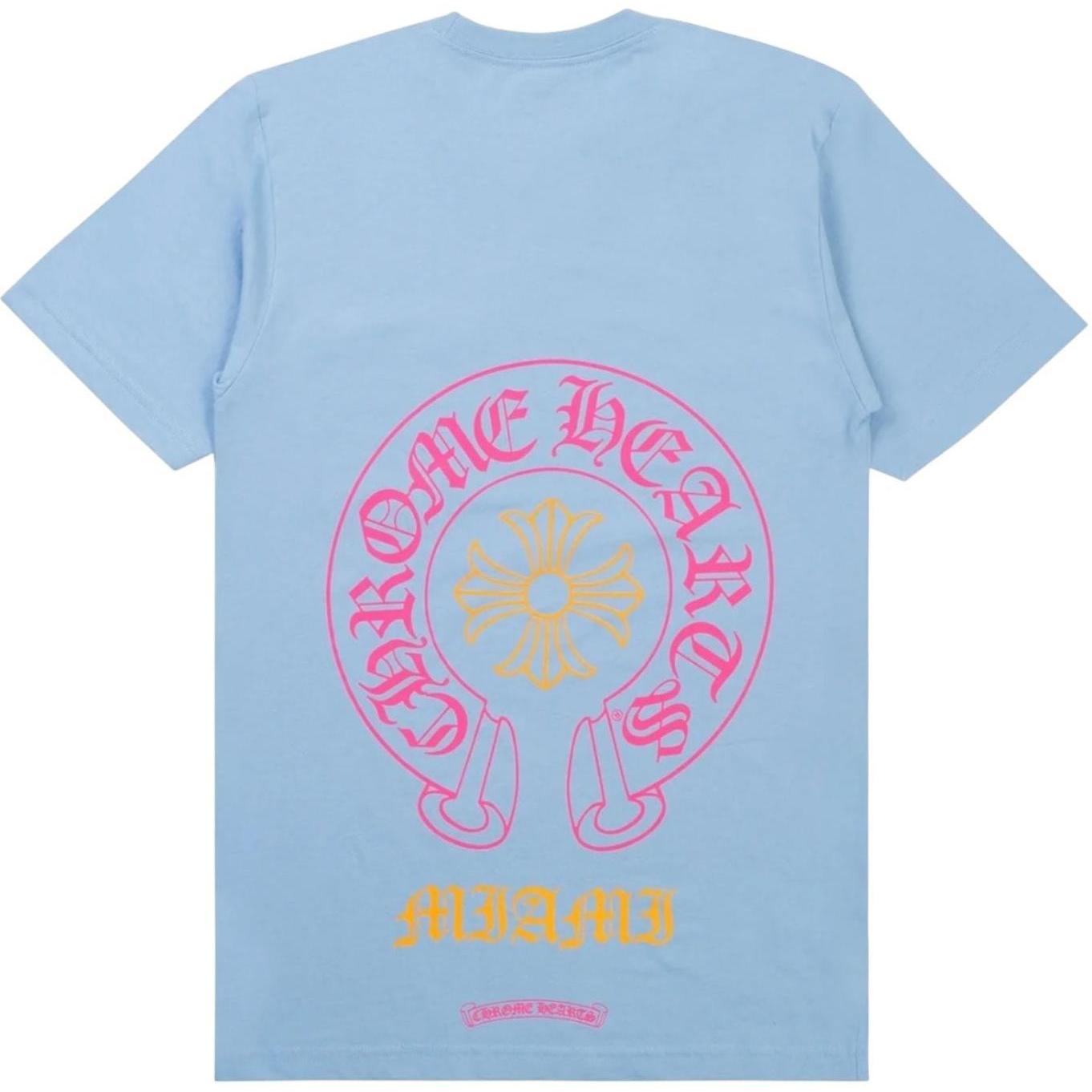 Chrome Hearts Miami Art Basel Horseshoe Logo T-Shirt Blue