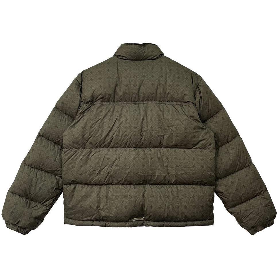 Chrome Hearts Olive Monogram Cross Pattern Puffer Down Jacket