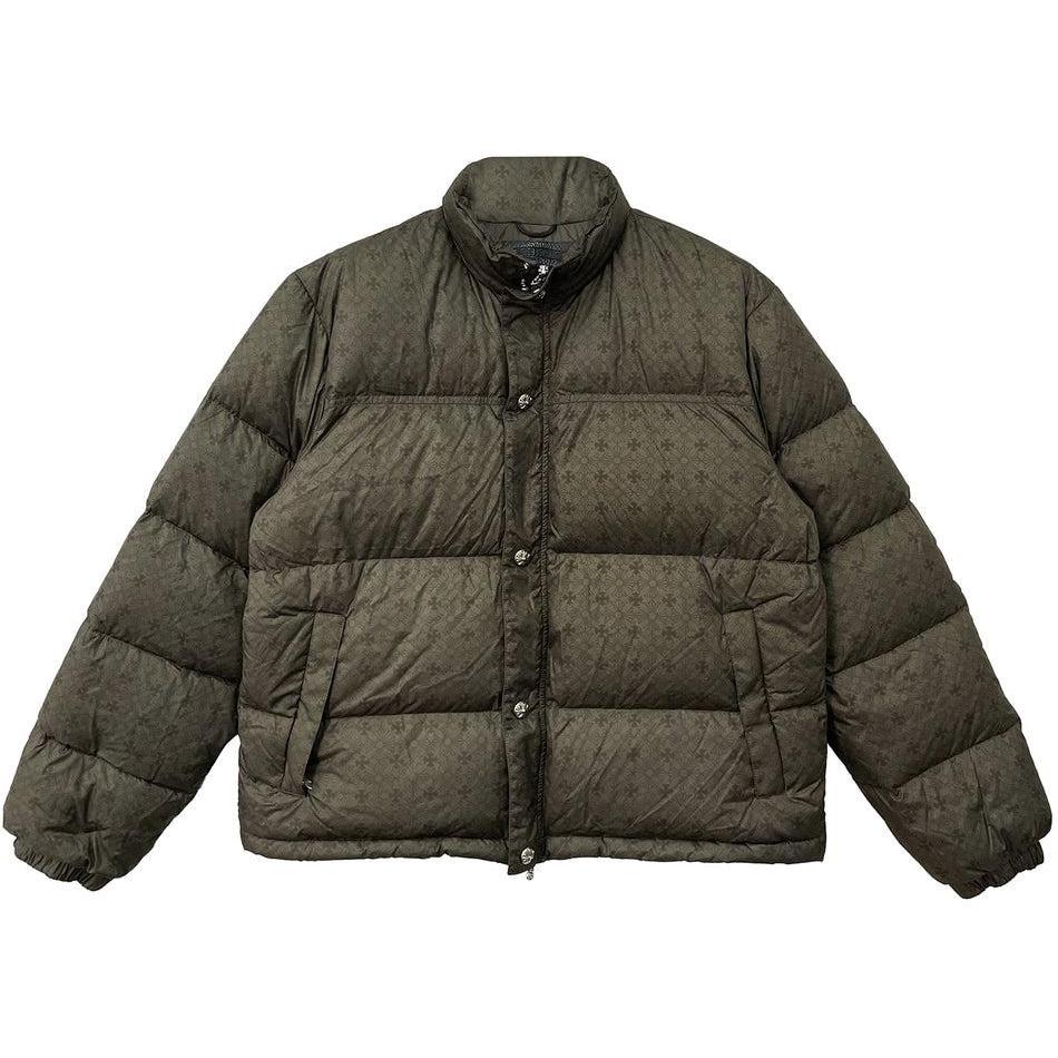 Chrome Hearts Olive Monogram Cross Pattern Puffer Down Jacket
