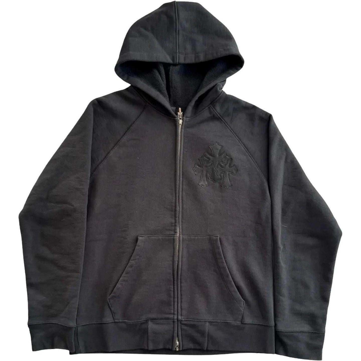 Chrome Hearts Paper Jam Zip Up Hoodie Black