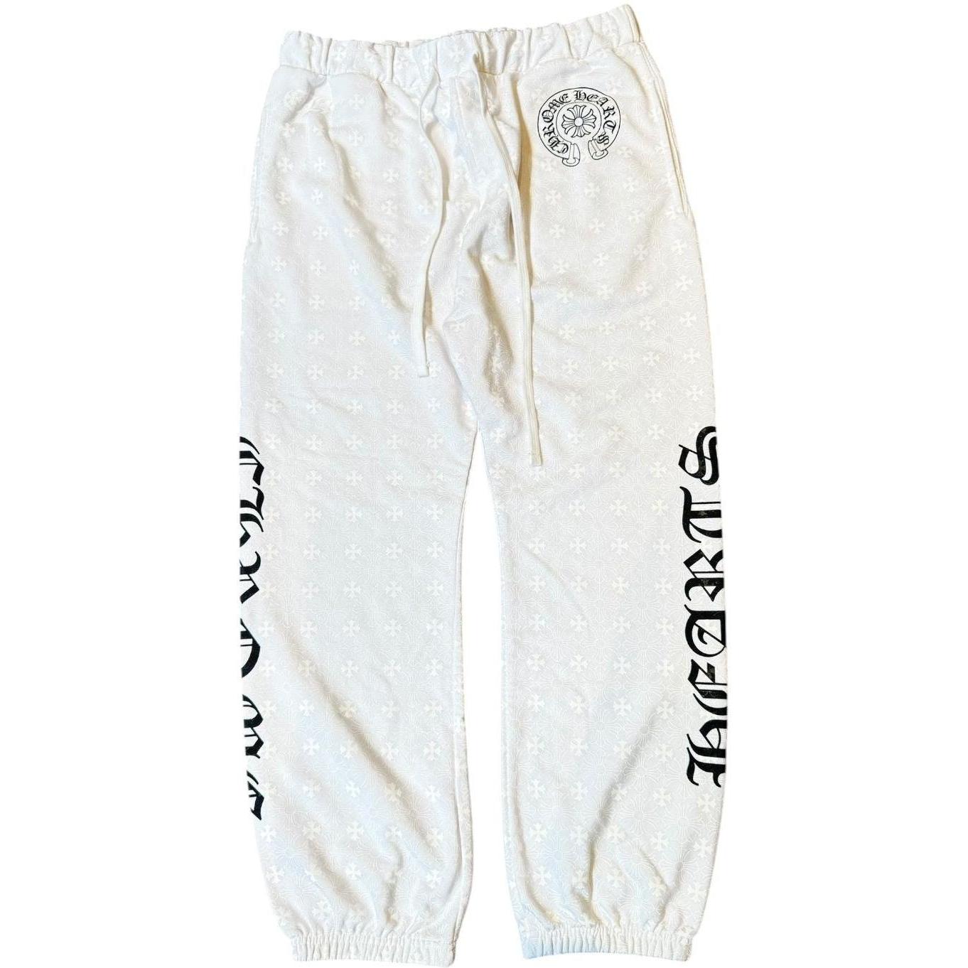 Chrome Hearts Plus Cross All Over Print Sweatpants White - Like New