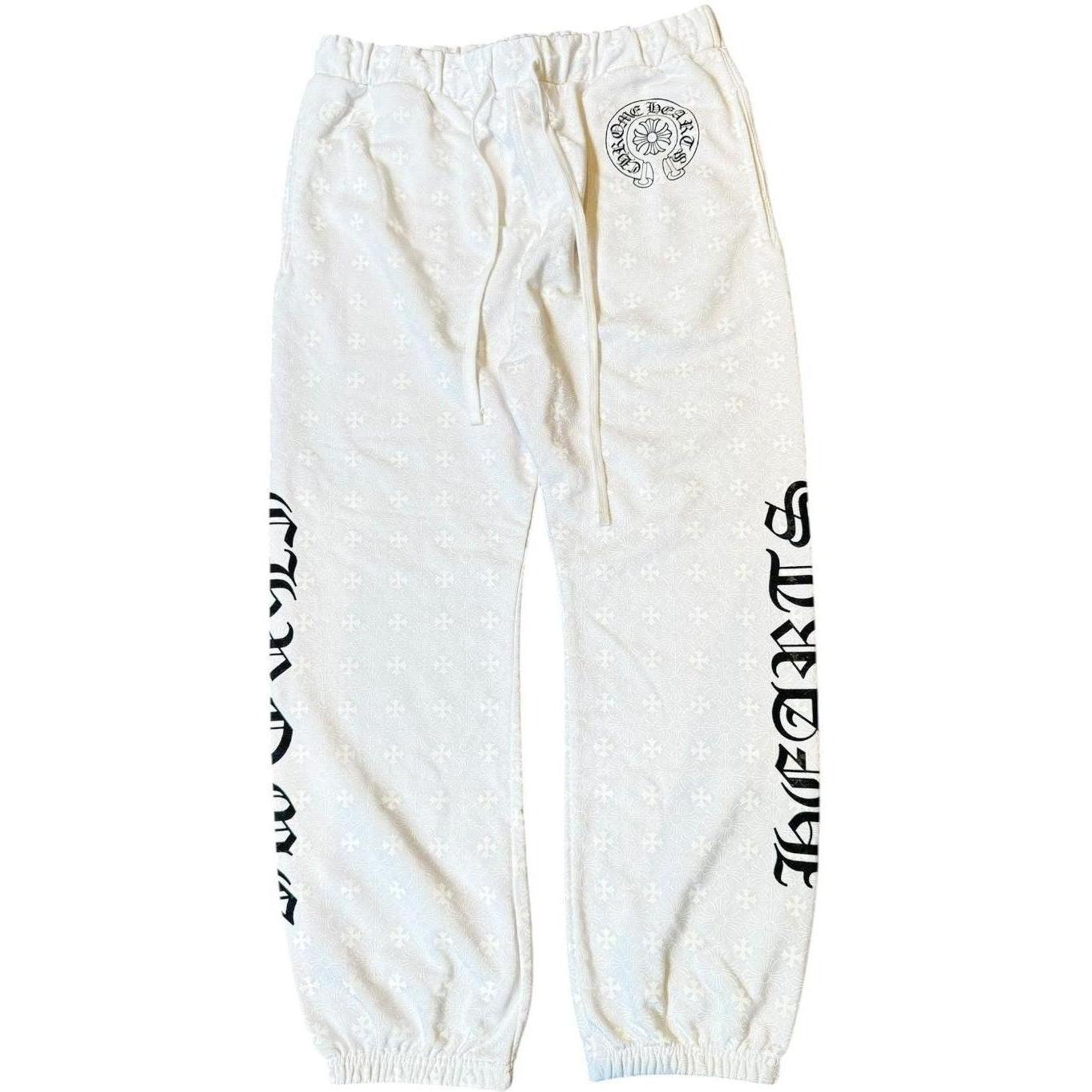 Chrome Hearts Plus Cross All Over Print Sweatpants White - Like New