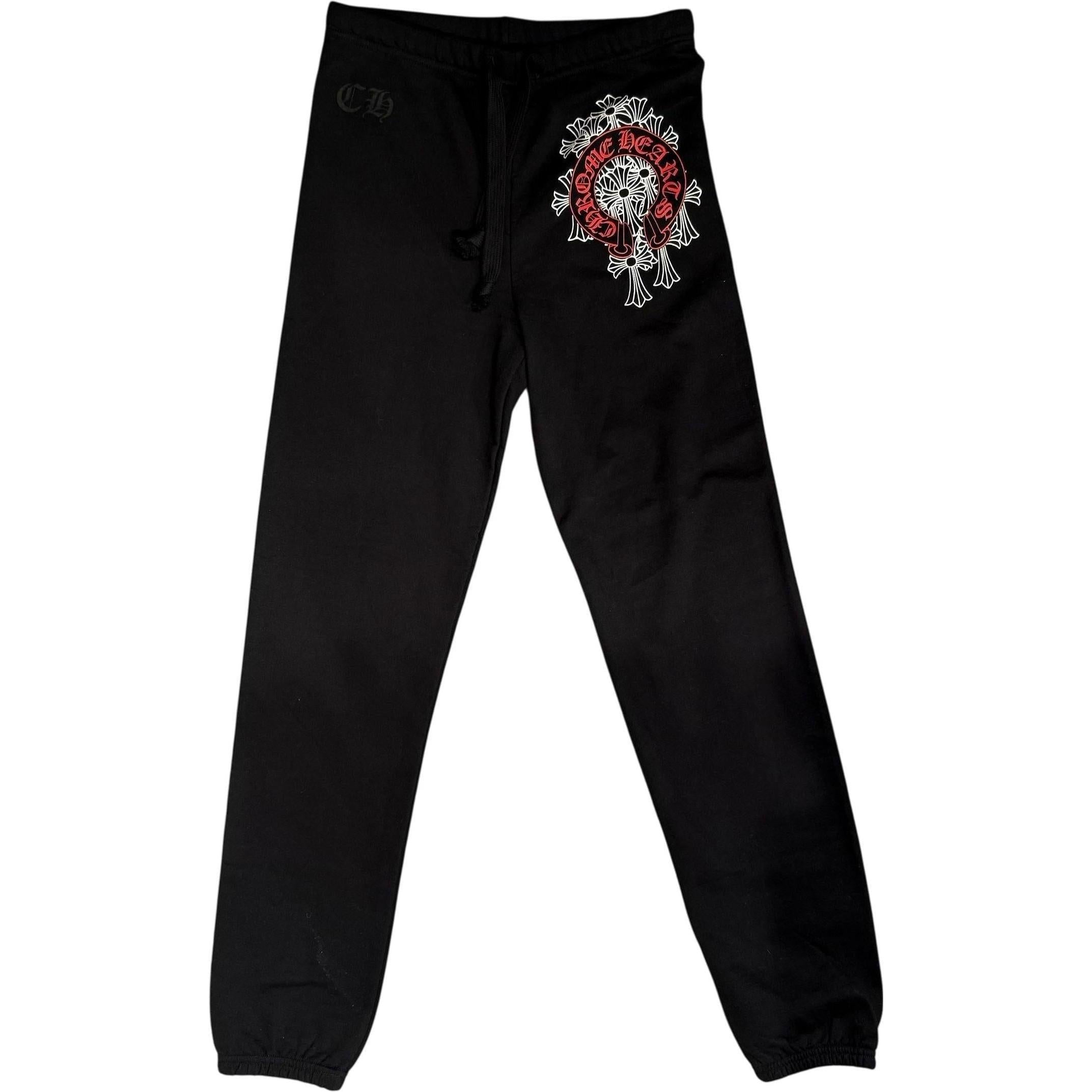 Chrome Hearts Red Scroll With Crosses Sweatpants Black