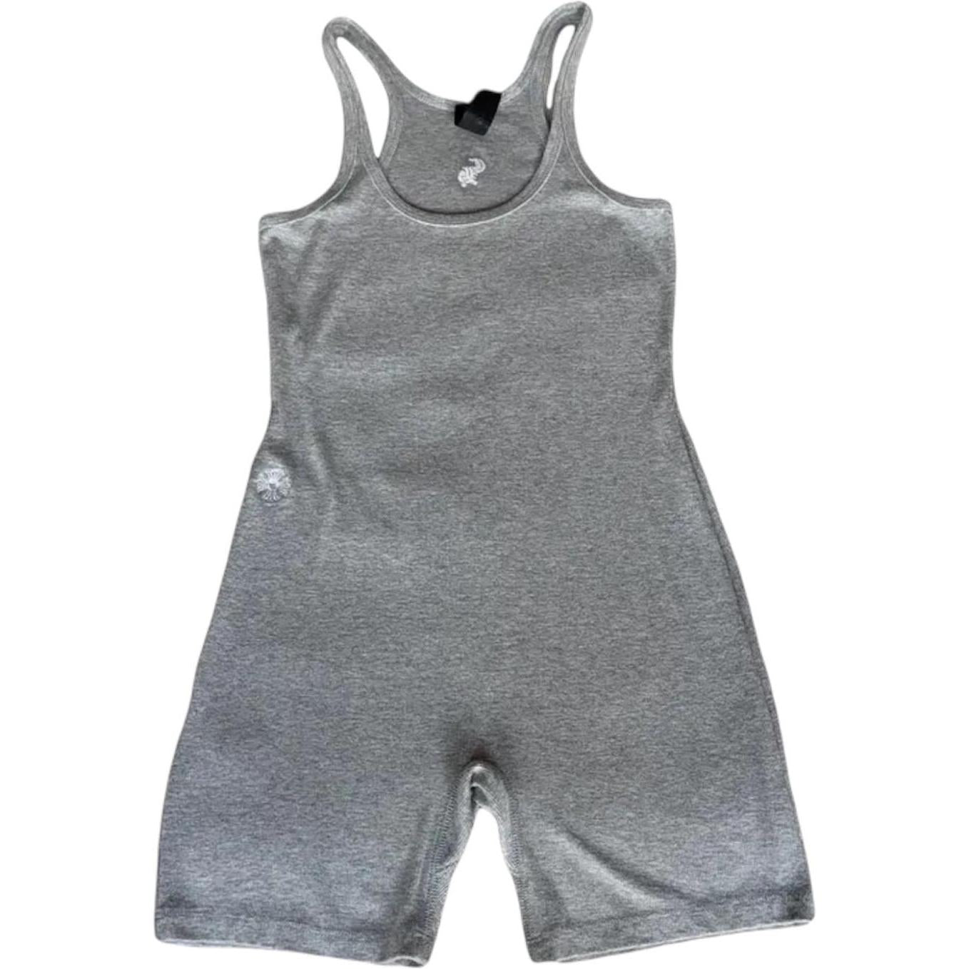 Chrome Hearts Ribbed Grey Embroidered Romper